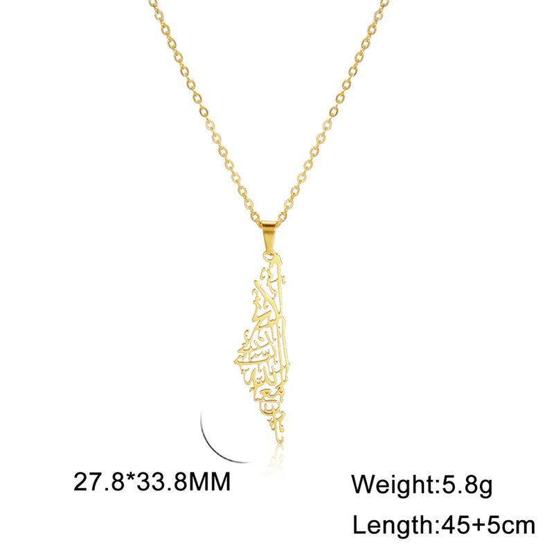 My Shape Palestine Map Pendant Necklaces for Women Men Stainless Steel Hollow Map Necklace Choker Chain Male Jewelry Wholesale