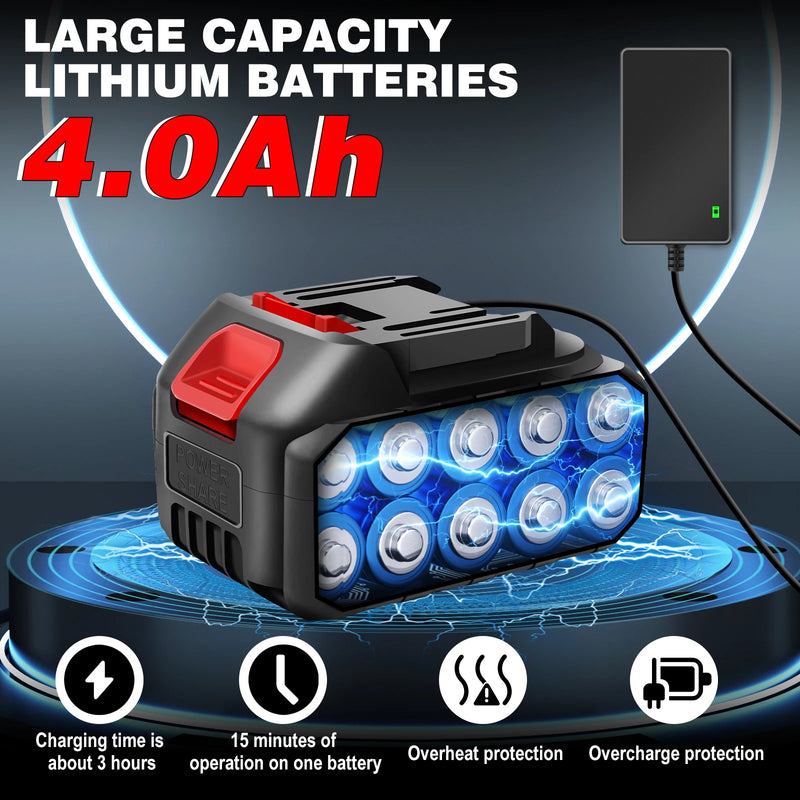 8Inch Cordless Electric Chainsaw Brushless+4.0Ah Battery,One-Handed Portable Pruning for Wood Cutting,Trimming Branch,Courtyard