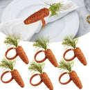 6PCS Easter Carrot Napkin Ring Cotton And Linen Rustic Hand Woven Napkin Buckles Easter Napkin Ring Holder