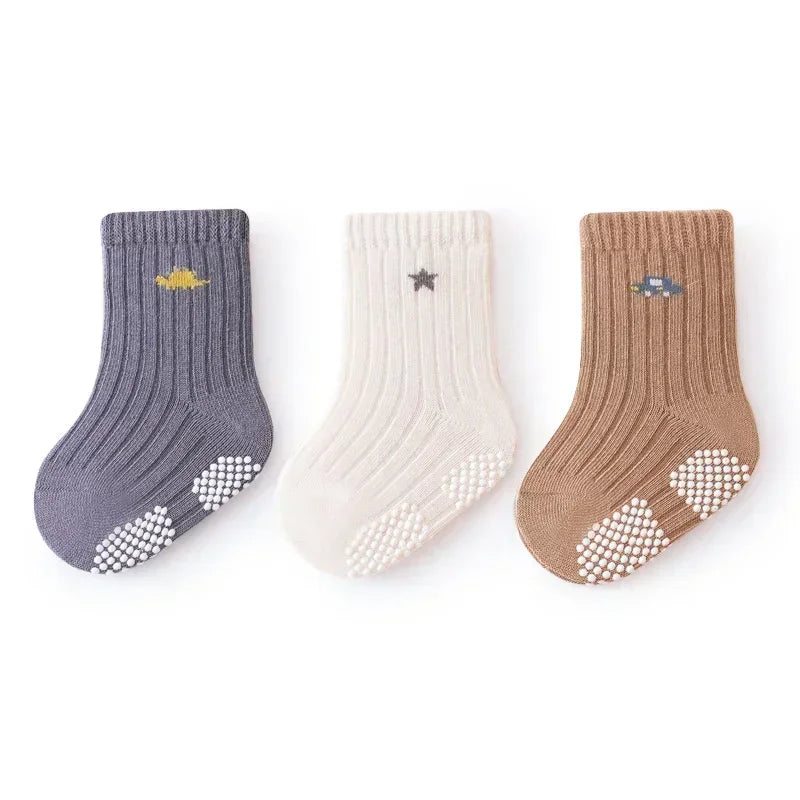 3Pair Newborn Baby Sock Children Boy Girl Kid Autumn Warm Breathable Non Slip Stocking Solid Fashion Socken Clothes Accessories