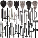 Medieval MOC Weapon Figure Accessories Building Blocks Soldiers Sword Shield Bow Arrow Trident Hammer Axe Spear Brick Kid Toy