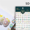 Rabbit Pearl Butterfly 5D Easter Egg Nobility Cute Bunny Soft Relief Self Adhesive Nail Art Decoration Sticker Hot 3D Nail Decal