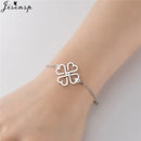 Stainless Steel Plant Charm Bracelet Minimalist Lotus Mandala Leaf Snowflake Bracelets for Women Tree of Life Bangles Jewelry