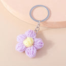Lovely Handmade Knitted Flower KeychainCrocheted Key Rings for Women Girls Handbag Pendants Charms DIY Jewelry Gifts