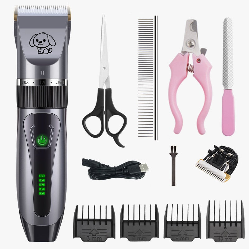 Dogs Clipper Grooming Clipper Kit USB Professional Rechargeable Low-Noise Clipper For Dog  Pets Hair Trimmer Display Battery