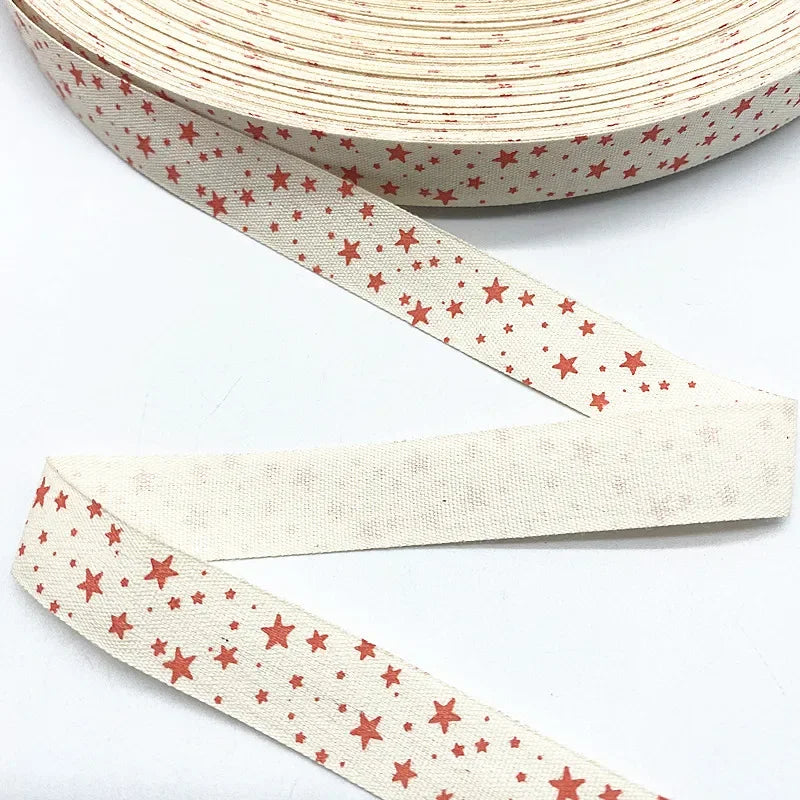 New 5yards 15mm Christmas Printed Polyester Cotton Ribbon DIY Wedding Christmas Party Gift Wrapping Supplies