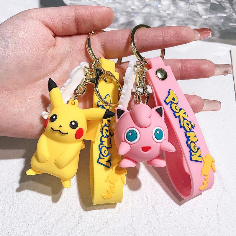 Pokemon Keychain Pikachu Anime Action FiqureToy Kawaii Cartoon Fashion Charmander PsyduckDoll Keyring Car Bag Pendant Kid Gift