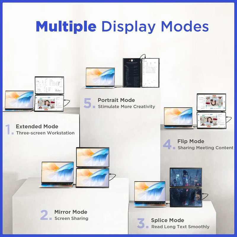 UPERFECT Delta 15.6" Dual Portable Monitor For Laptop Screen Extender 1080P HDR 360° Folding Stacked with Stand For Laptop PC
