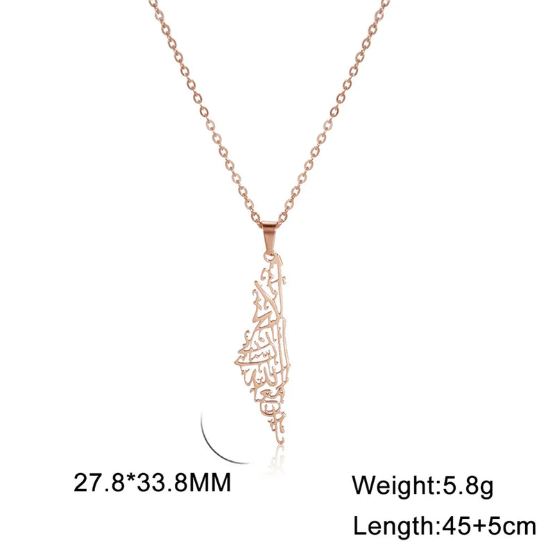 My Shape Palestine Map Pendant Necklaces for Women Men Stainless Steel Hollow Map Necklace Choker Chain Male Jewelry Wholesale