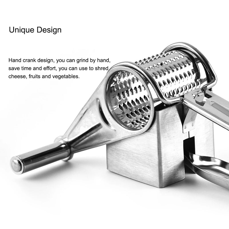 1pc Hand-Cranked Cheese Grater Multi-Functional Vegetable Chocolate Carrot Stainless Steel Rotary Ginger Slicer Kitchen Gadgets