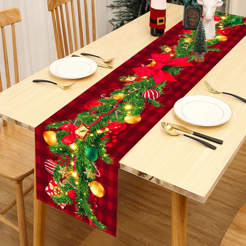 Christmas Table Runner Merry Christmas Decorations for Home 2024 Table Runner Xmas Ornaments Navidad Natal New Year Gift 2025