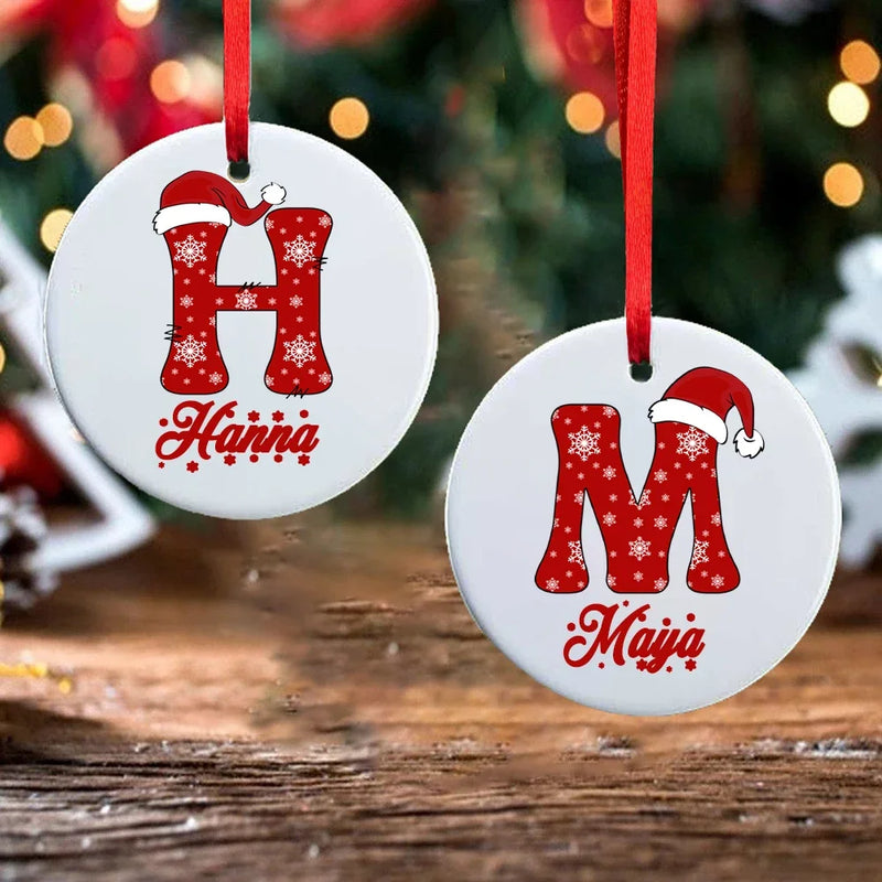 Personalized Christmas Ornament Custom Name Photo Prop Christmas Family Party Ceramic Ornament Xmas Keepsake Gift Drop Ornaments