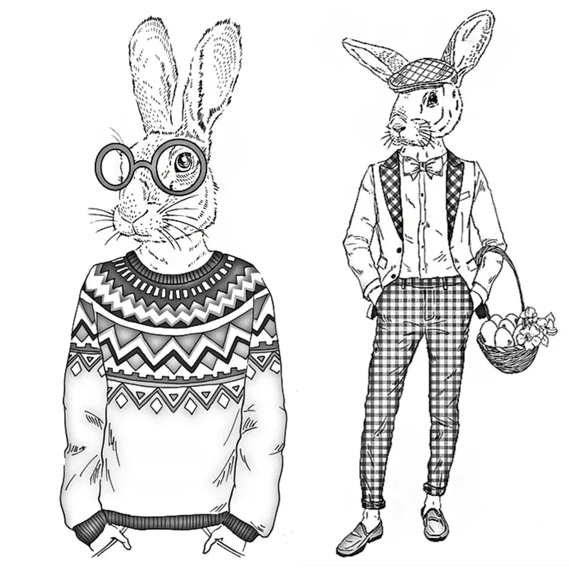 2022 New 10x10 Retro Easter Clear Stamps Girls Stamps Tie Child Bunny Lady Card Crafts No Metal Cutting Dies Scrapbooking