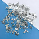 50pcs/SET Zinc Alloy Silvery Halloween Series Charms Pendants for DIY Necklace Bracelet Earrings Jewelry Making Handmade