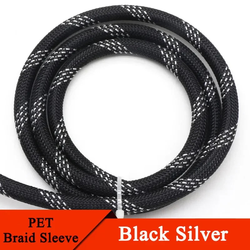 1/5/10M 2 4 6 8 10 12 14 16 20 25 30 40 50 60mm High Density PET Braided Expandable Sleeve Wire Wrap Insulated Protector Sheath