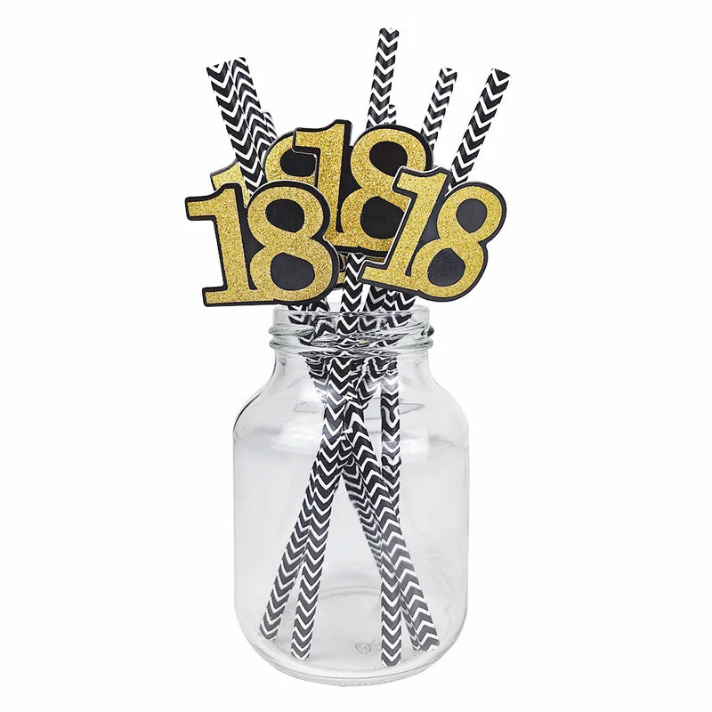 18th Birthday Party Disposable Tableware Plate Cup Napkin Black Gold Party Decorations Birthday Balloon 18 Years Party Supplies