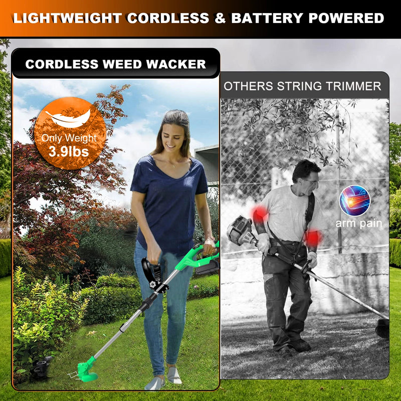 Tegatok  Battery Powered, 4-in-1 Home Cordless Electric Weeder, 1 2.0AH Lithium ion Battery,Home, Work, Countryside Tools.