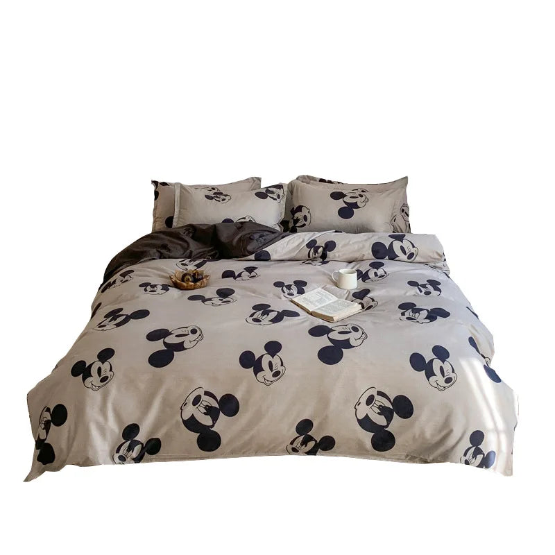 Disney Mickey Mouse Bedding Set Kid Single Double King Size Flat Sheet Duvet Cover Pillowcase Bed Linens Bedclothes Home Textile