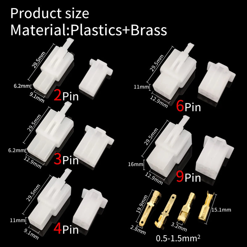 Car Motorcycle Electrical Connectors: 2.8mm 2 3 4 6 9 Pin Wire Terminal Hooks for Male & Female Terminals Assorted Kit