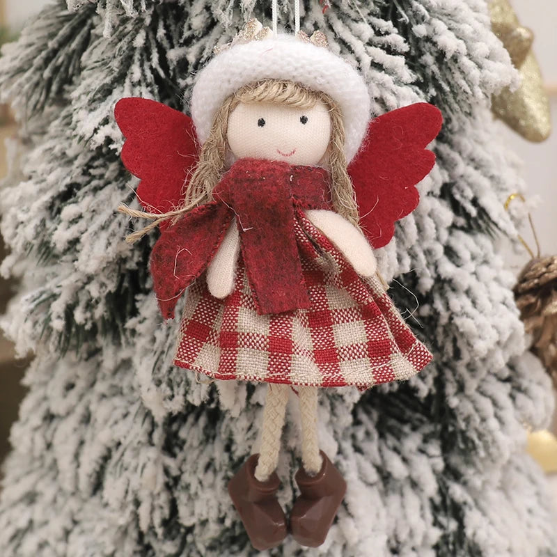 Plush Angel Doll Christmas Tree Pendant Decor Reindeer Snowman Santa Claus Doll New Year Kids Gift Christma Home Decor Navidad