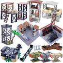 Military MOC Sentry Building Block Soldier Sandbag Fence Cannon Shell Barbed Wire Weapon Rack Training Field Watchtower Toy K018