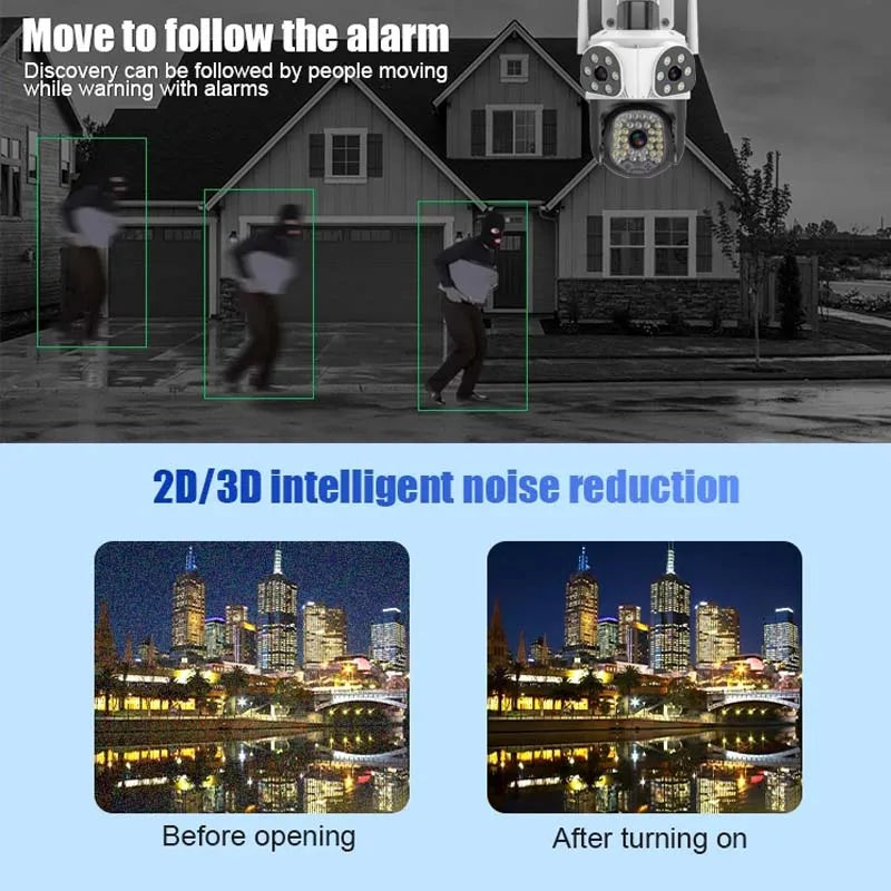 8K 15MP IP Camera Three Lens Outdoor WiFi Wireless Security Protection Monitor Auto Tracking Smart Home CCTV Video Surveilla