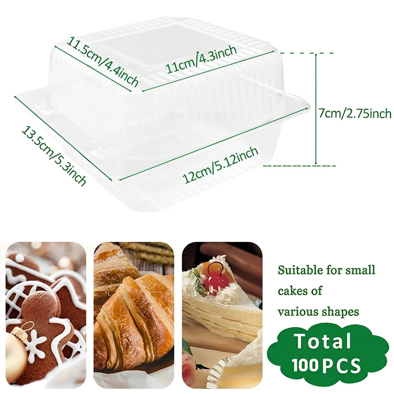 100Pcs Cake Slice Boxes Square Cheesecake Boxes Cupcake Slice Container with Lid Triangle Pie Holders For Bakery Party Wedding