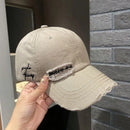 Purple Pleated Baseball cap New 2023 Flat Tongue Hat Small Face Wide brim Versatile Sunscreen Baseball cap for Men and Women