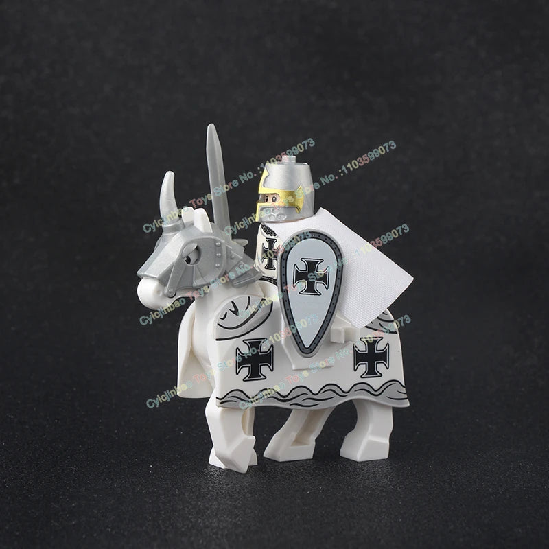 Medieval Knight Stormwind City Guard Reloaded Golden Horse Silver Horse Action Figures Building Blocks Accessories Toys DT8902