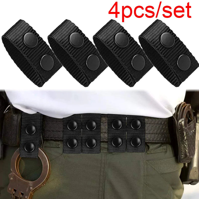 4pcs Adjustable Thickened Tactical Belt Buckle Police Military Accessories Double Snap Buckle Nylon Tactical Belt Loop Retainer