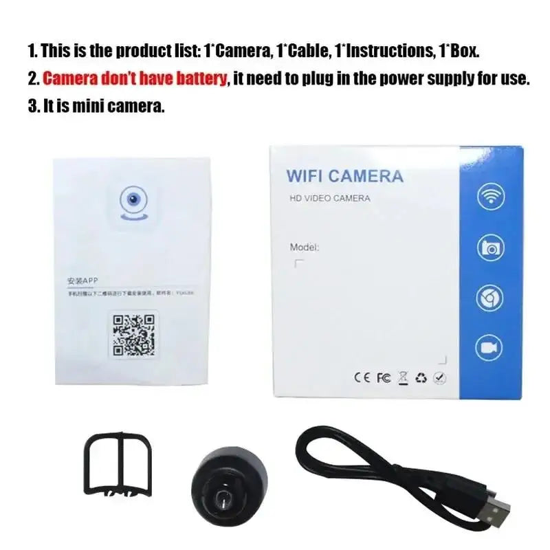 2MP HD X5 Mini WiFi Camera Included Sound Detector App Control for Home Office 140 Degrees Micro USB Baby Monitor