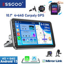 ESSGOO 10" Android 13 4+64G Wireless Carplay Android Auto Car Stereo Radio 1 DIN GPS Navi BT FM RDS WIFI USB EQ SWC w/ Microphoe