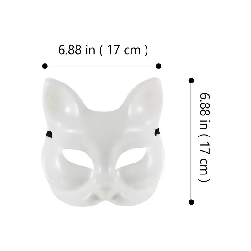 1/2/4pcs Anime Foxes Mask Half Face Cat Masks DIY Unpainted Blank Mask Halloween Festival Cosplay Props