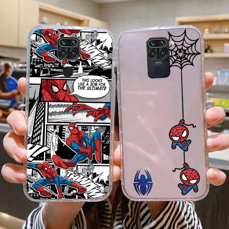 For Redmi Note 9 4G Case Marvel Cartoon Spiderman Soft Silicone Capa Shell Anime Fundas For Redmi Note 9 Coque Transparent Bags