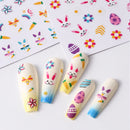 3D Bunny Nail Art Sticker Decals Decorations Easter Egg Design Cute Cartoon Rabbit Flower Nail Stickers Sliders for Manicure
