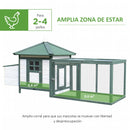 PawHut wooden chicken coop with nest box running space 196x76x97cm Green
