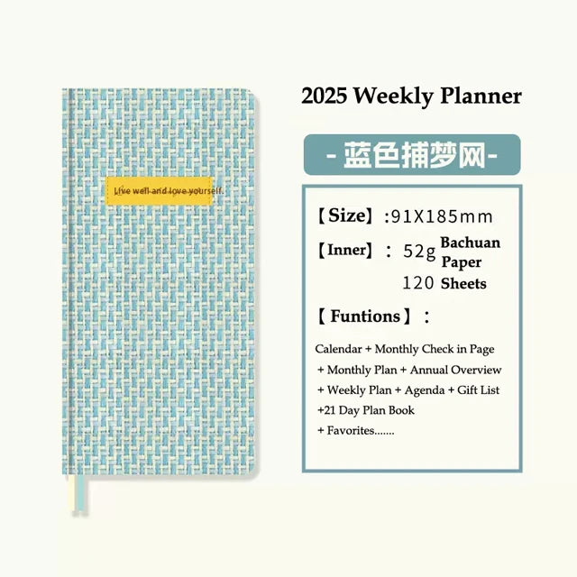 Kinbor 2025 Weekly Planner Week Daily Agenda Journal Notebook Hard Cover Calendar Monthly Schedule To Do List Time Organizer