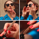 KINGSEVEN Handmade Black Walnut Wooden Sunglasses Men Polarized UV400 Protection Semi-Rimless Retro Eyewear Women For Driving