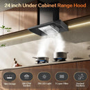 24 inch Under Cabinet 280CFM Black Ducted/Ductless Kitchen Stove Vent with 2 Speed Fan LED Bulb Range Hood