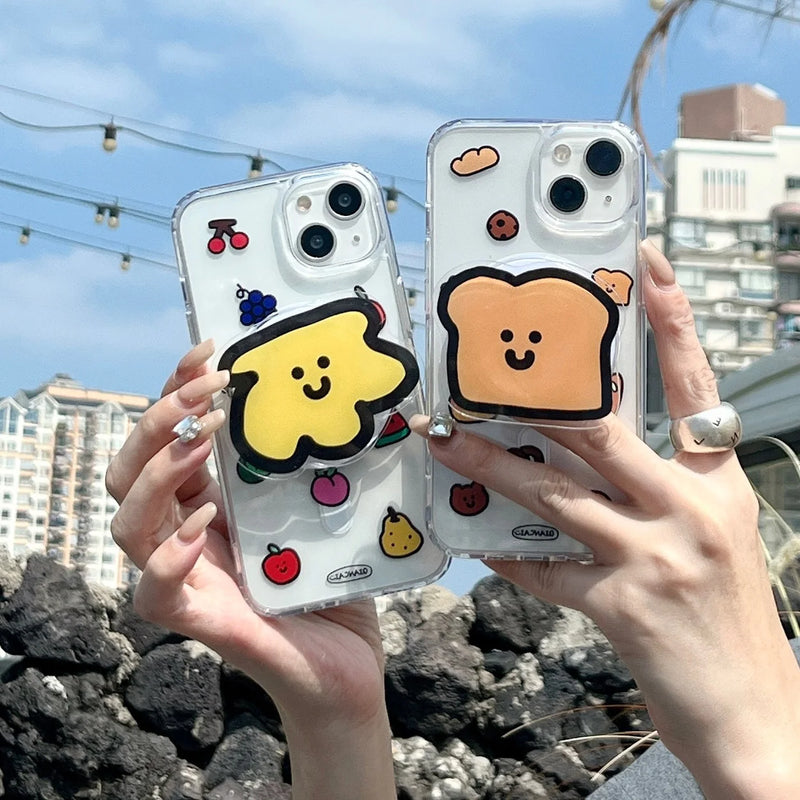 Biscuit stand holder cheese fruit bread happy cherry Magnetic shockproof phone case for iphone 15 pro max 11 12 13 14 promax