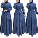 Arabia Dubai Abayas Muslim Dress Women Fashion Button Slim Dress Elegant Party Dress for Women Turkey Islamic Clothes Vestidos