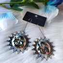 Big Golden Colour Sun Earrings Happy Celestial Jewelry Summer  Sunshine Fashion Beautiful Women Friend Gift Exaggerated Jewelry