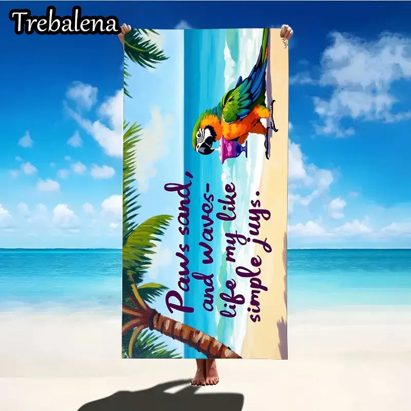 30*60inch Ultra-Soft Beach Towel with Tropical Parrot Beach Towel Simple Joys Life Style