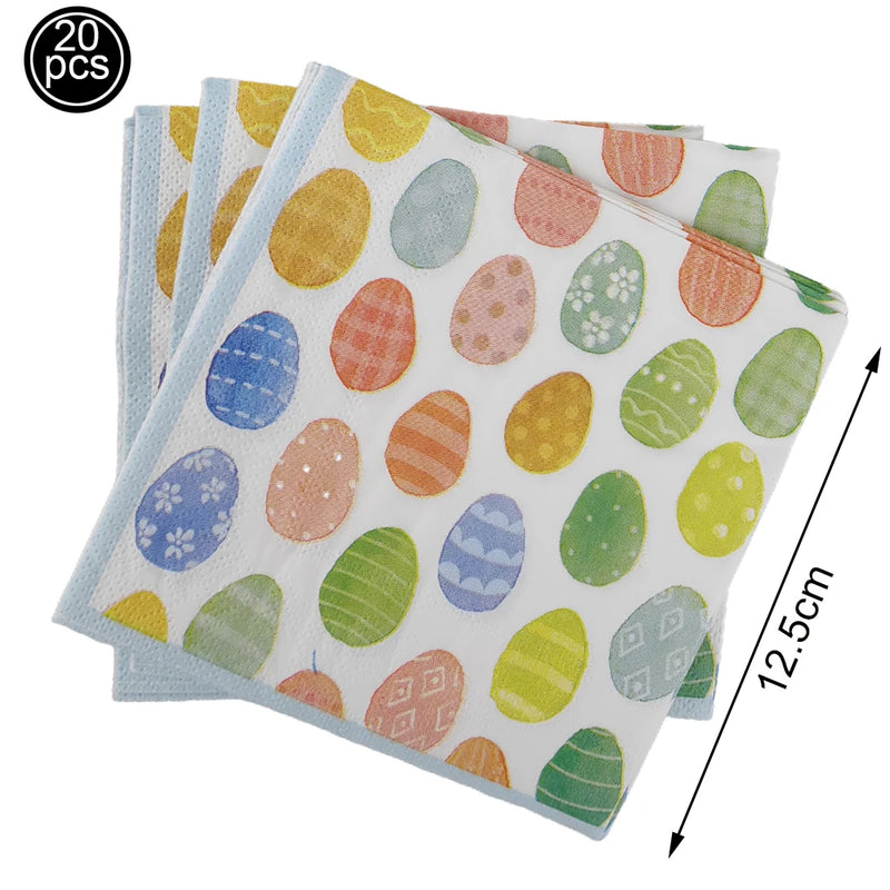 20pcs Easter Bunny Paper Napkins Disposable Napkins Easter Theme Birthday Party Dessert Napkins Spring Easter Party Decorations