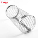 New Rolling Grilling BBQ Basket Stainless Steel Leakproof Mesh Barbecue Rack Outdoor Picnic Camping Simple Cylindrical BBQ Grill