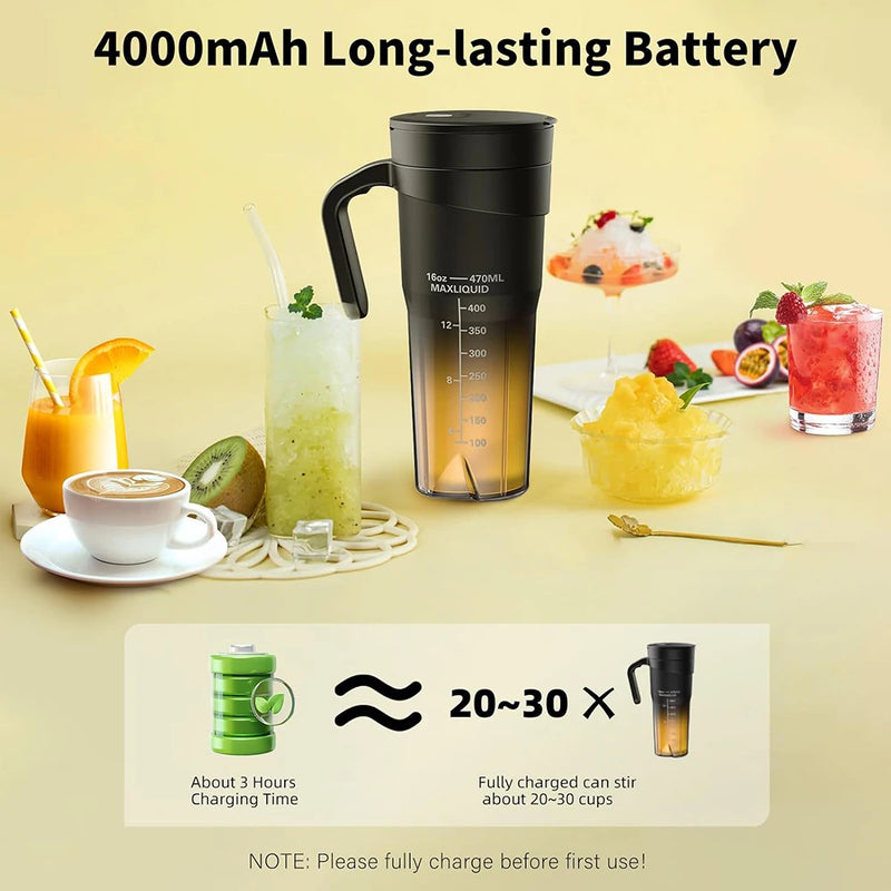 Portable Fruit Juicer 6 sharp Blades Rechargeable Personal Multifunctional Handheld Mini Blender Cup for Shakes and Smoothies