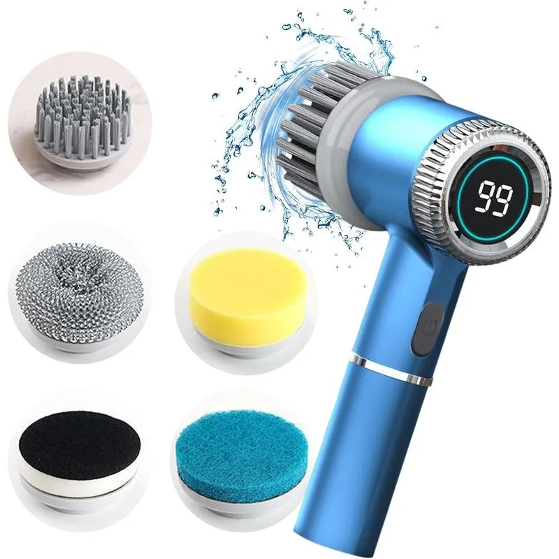 Electric Spin Scrubber Cordless, Shower Cleaning Handheld Brush, 5 Replaceable Brush Heads for Kitchen, Floor,Shower, Bathroom.