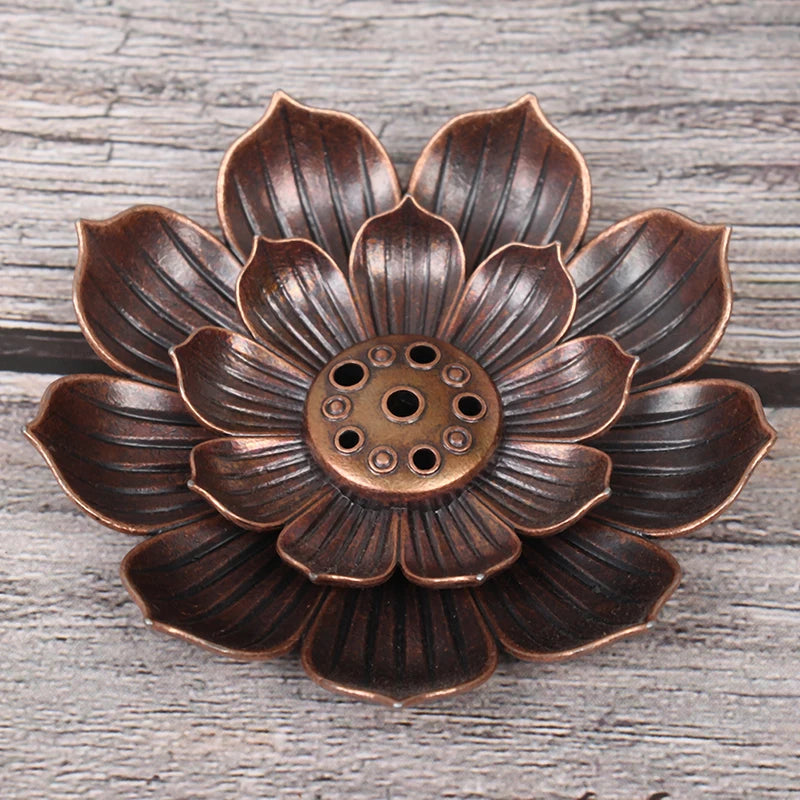 New 1PC Alloy Incense Burner Stick Holder Plate Buddhism Lotus Censer Bronze Nasturtium Incense Burner