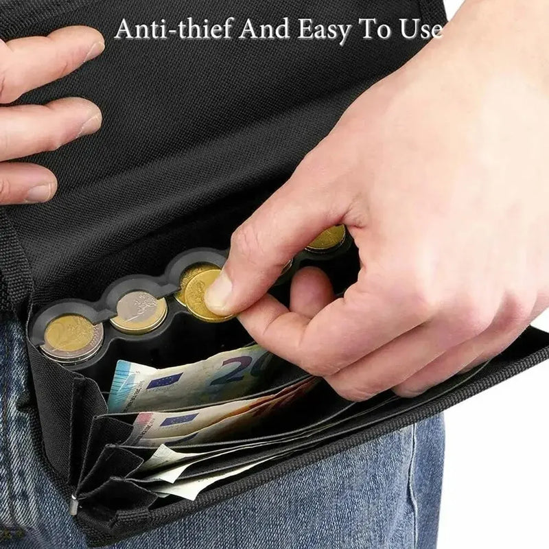 Multi Pockets Coin Storage Bag Waist Bag 8 Slots Coin Holder Dispenser Euro Sorter For Waiter Driver Cashier Money Bills Safe