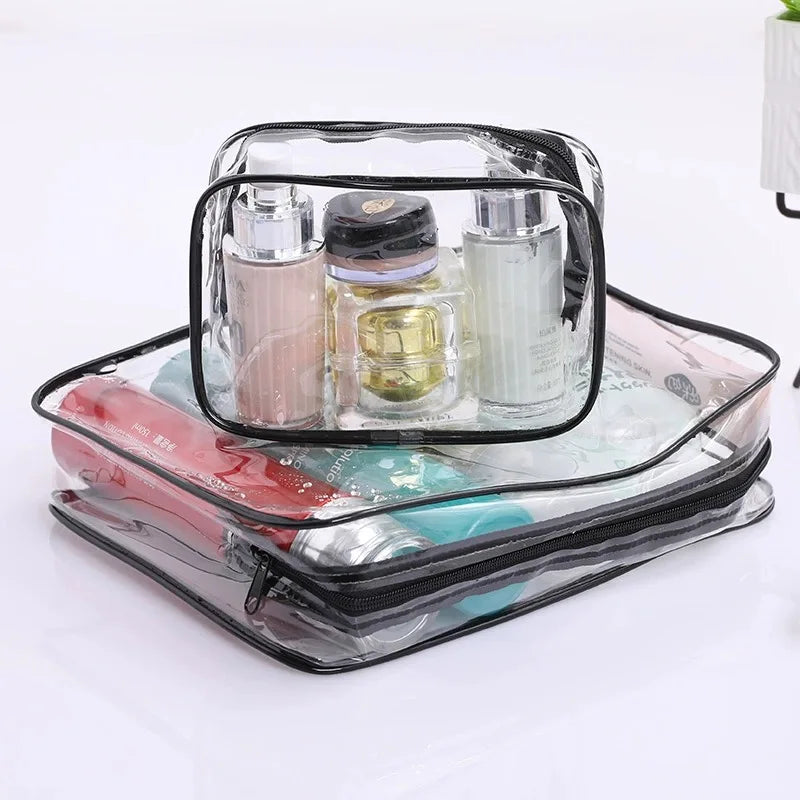 Minimalist Transparent Makeup Bag PVC Waterproof Cosmetic Storage Case Travel Make Up Organizer Pouch Bath Toiletry Wash Bag